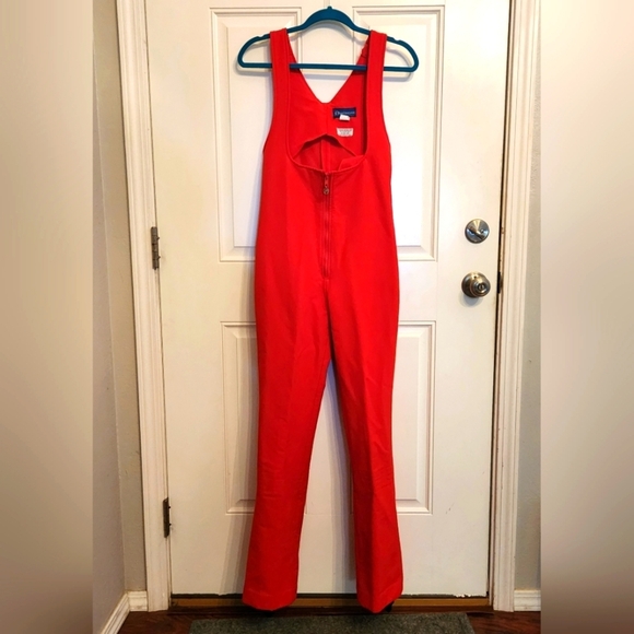 VINTAGE OBERMEYER RED SKI OVERALLS WOMENS SZ 12T - Picture 2 of 9